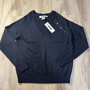 DKNY Women's Navy V-Neck Sweater